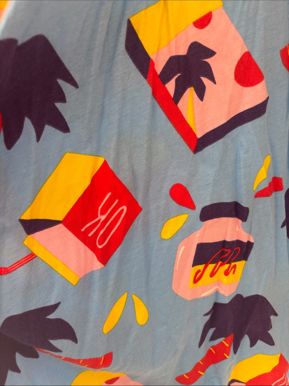 Nooworks snacks vacation Tropical Print Midi Dress with Red, Yellow & Navy - Picture 3 of 4